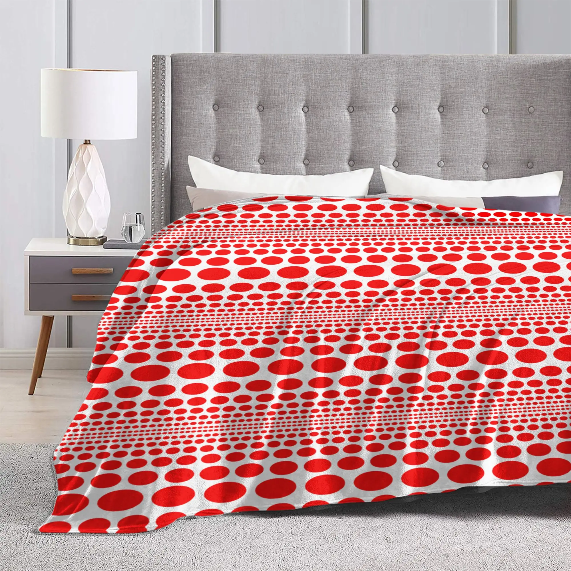 Red Infinitys Polka Dots Flannel Throw Blanket Yayoi Kusama Blankets for Home Travel Lightweight Bedding Throws