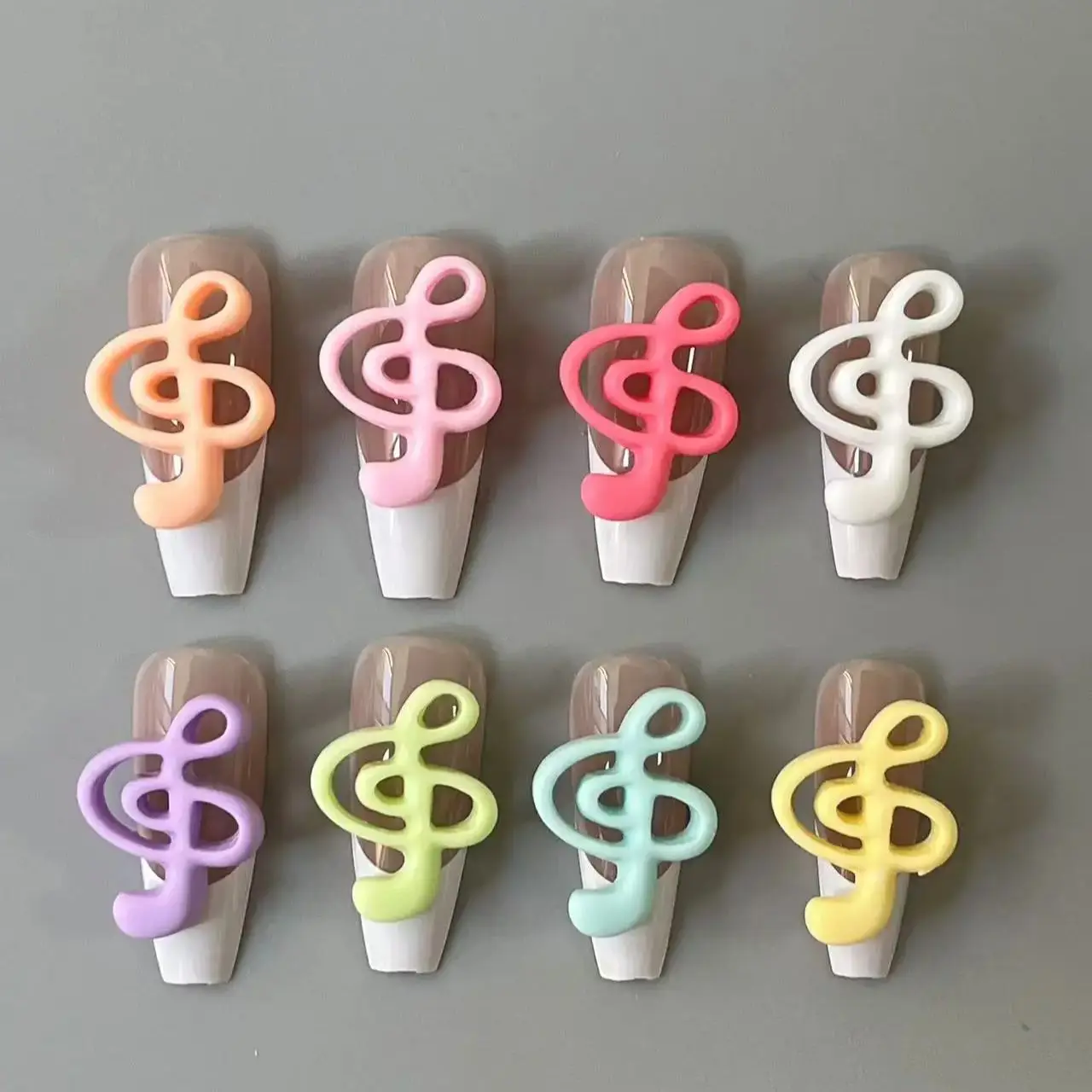 10Pcs Pink Purple Resin Solid Hollow Music Notation Accessories Musical Note Long Nail Art Junk Phone Case Decoration Charm