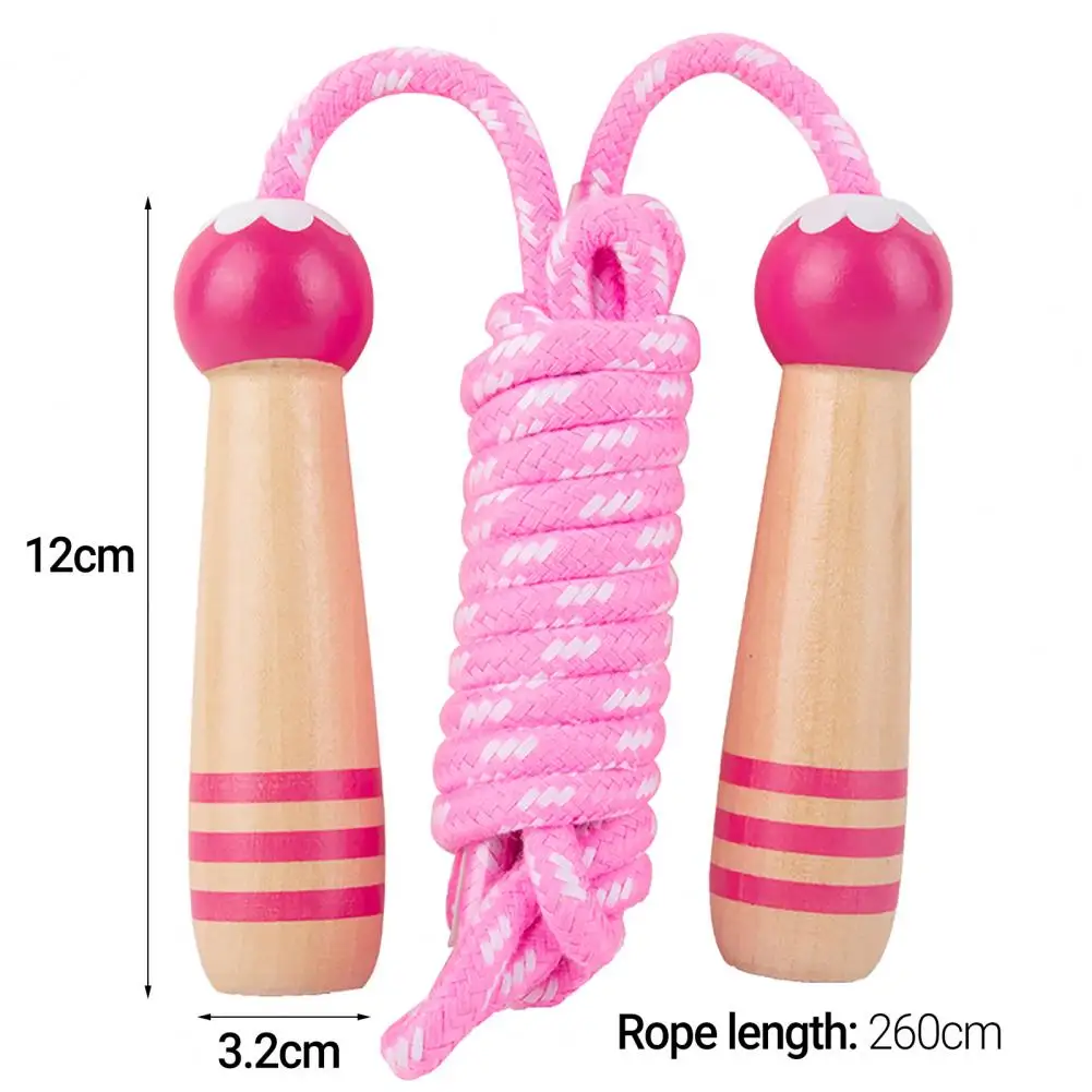 Tangle-Free Braided Kid Skipping Rope Cartoon Wooden Handle Adjustable Length Jump Rope Sports Equipment