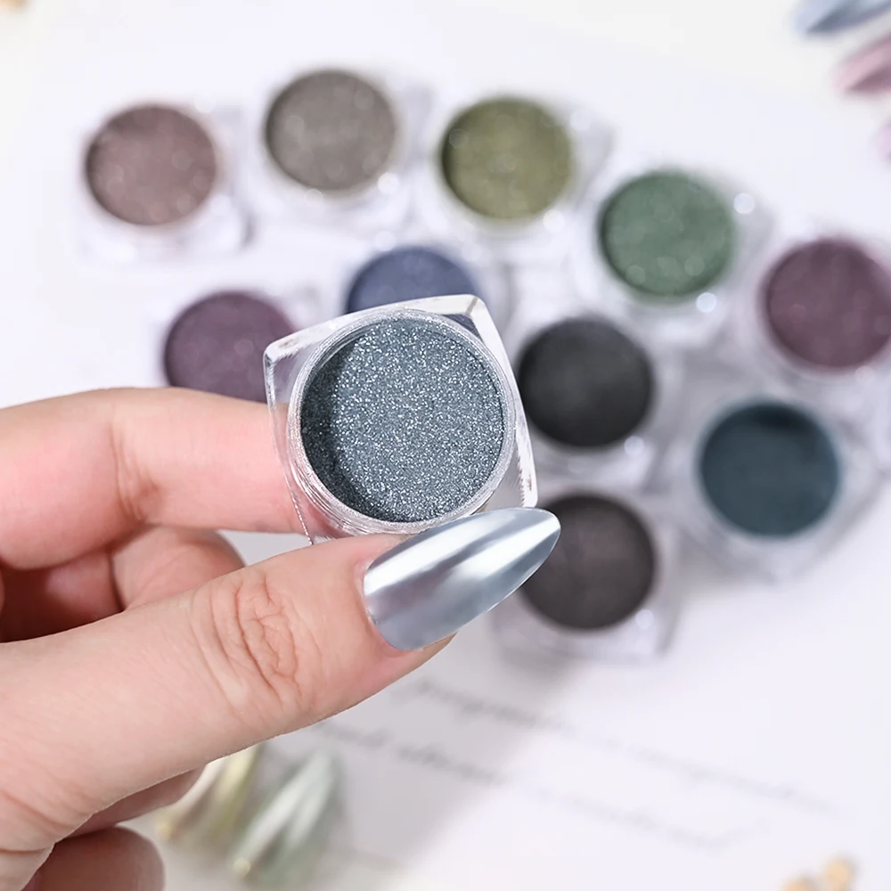 1 جرة ضوء القمر مرآة الأظافر مسحوق بريق الغبار الكروم لامع الفضة/الذهب/الأرجواني لامعة فرك الغبار مسمار UV هلام البولندية الصباغ #3