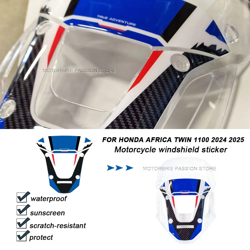 

Motorcycle Cover Accessories Windshield glass Decoration 3D Glue Decals Protective Stickers For Africa Twin 1100 2024 2025