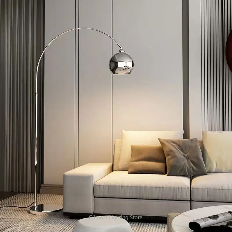 

Luxury Fishing Floor Lamp, Nordic Modern Style, Metal & Fabric, for Living Room Bedroom Sofa Side, Designer Standing Light