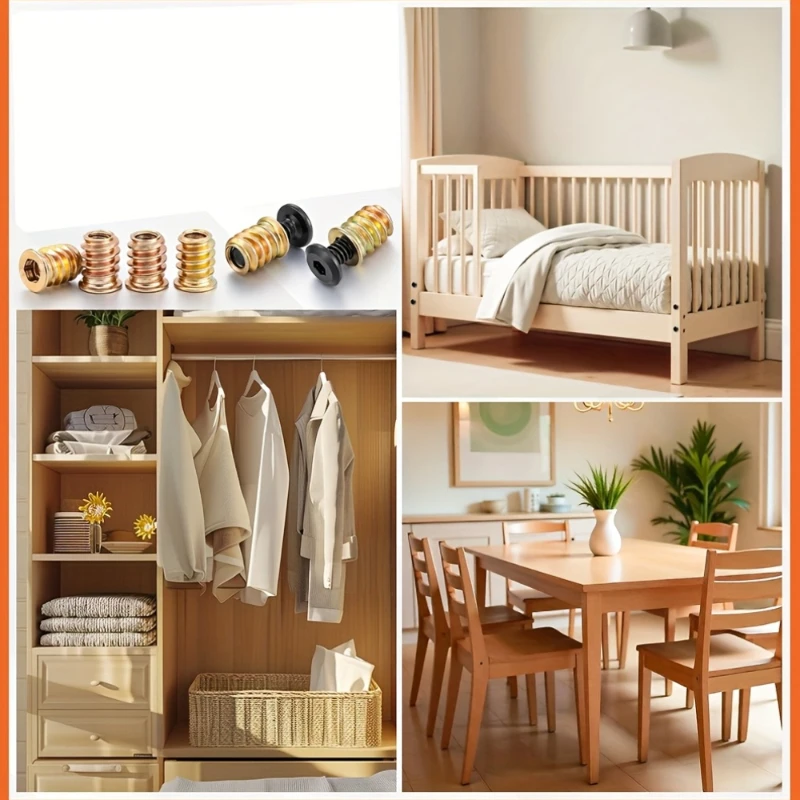10 قطعة الجوز الخيوط إدراج مجموعة أدوات للأثاث الخشبي مسدس المقبس المسمار موصلات الترباس السحابة الأجهزة