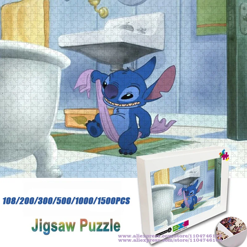 

Disney Anime Lilo & Stitch Puzzle Jigsaw Cartoon Anime Characters 108/200/300/500/1000/1500Pcs Intelligence Puzzles Home Decor