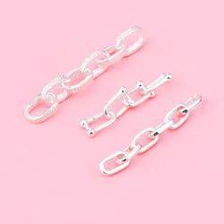 S925 Sterling silver extended Chain Accessory Chain Rectangular cross chain Extended chain DIY bracelet necklace connection