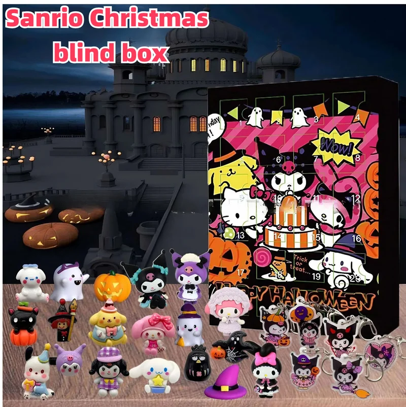 New Sanrio Christmas Advent Calendar Anime Figure Models Juguetes Advent Surprise Toys For Children 2024 Halloween Navidad Gifts