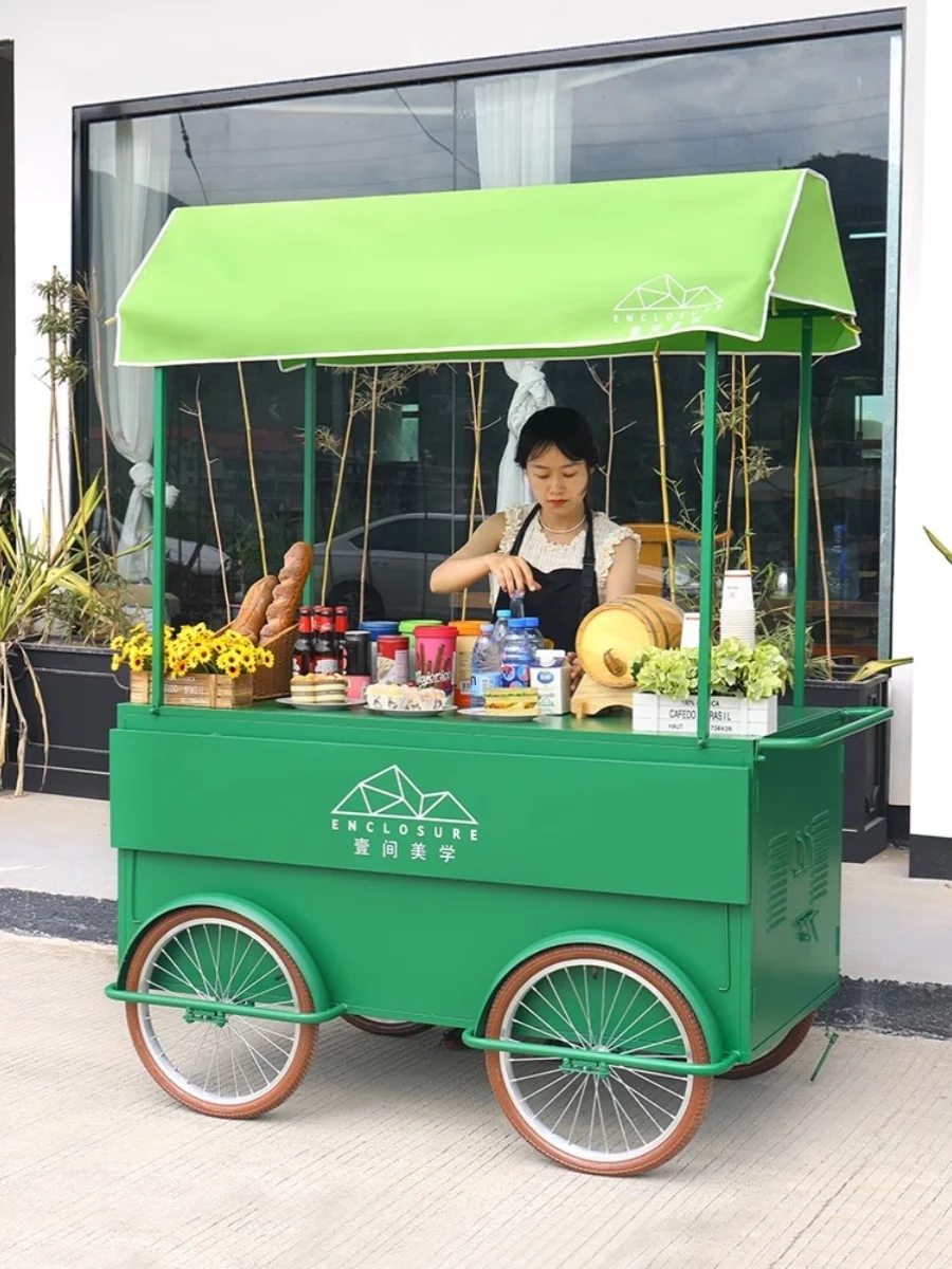 Night market stall trolley vending cart food festival hand push snack cart moving