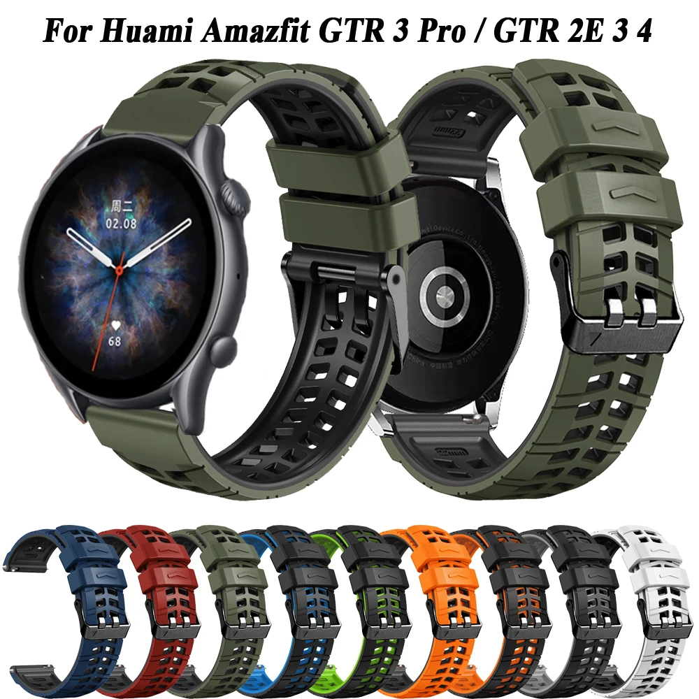 22mm Silicone Strap For Amazfit Bip 5 Smart Watch Band Bracelet For Amazfit GTR 3 Pro GTR 4 3 2 2e 47mm / Stratos 3 2S Wristband