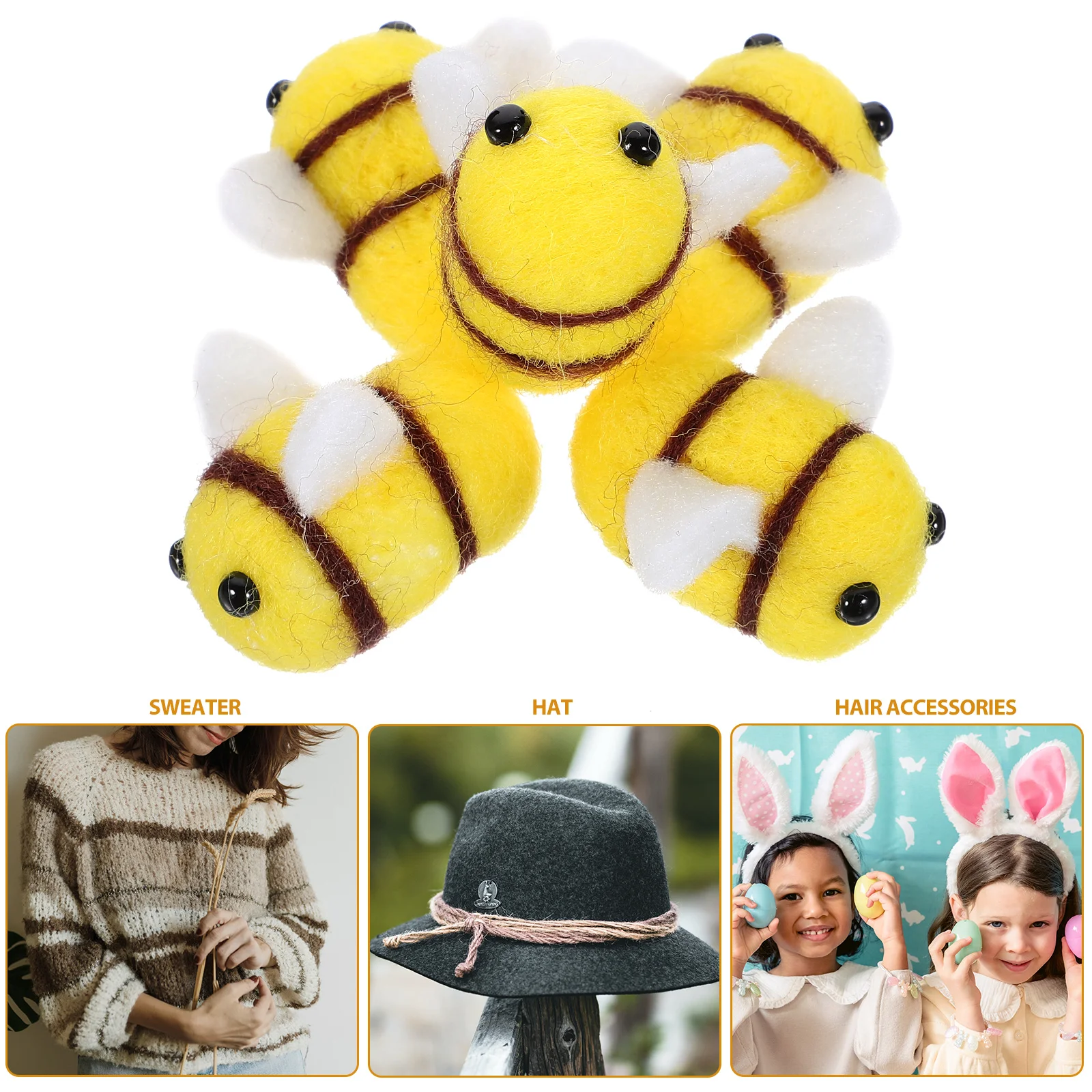 24 PCS Little Bee Baby Car Toys DIY Hair Accessories Needle Felt Animal Decorative Supplies Clothes