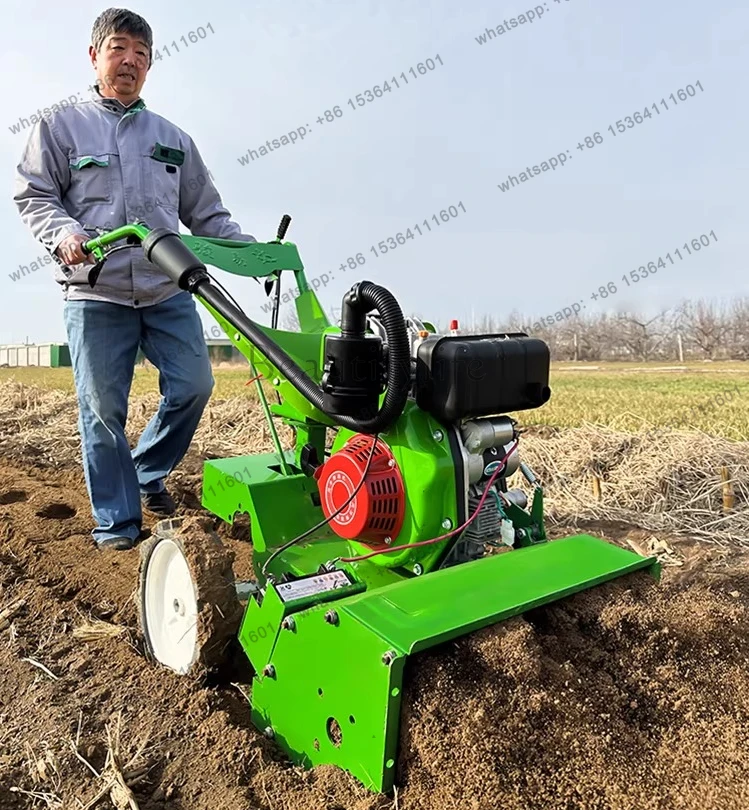 X4 Micro tillage weeding small household cultivator rotary tiller hard land turning new four-wheel drive scarifier