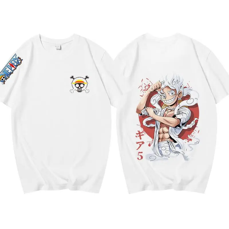 

One Piece Luffy Nika Sun God Unisex T-shirt 2026 Summer New Popular Anime Double-sided Printed Casual Parent-child Top