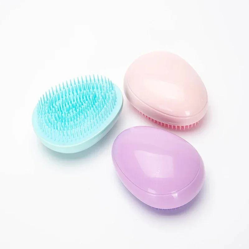 Mini-Ei-Haarbürste in runder Form, kleiner Kopfhaut-Massagekamm, weiche tragbare Haarbürste, nass und trocken, entwirrender Friseurkamm für Reisen – Detail 10