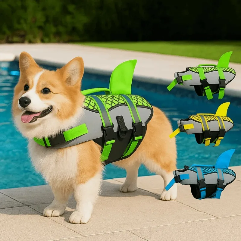 

Scales Shark Swim Dog Clothes Pet Life Jacket Vest Harness Pet Swimming Summer Swimwear