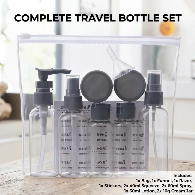 11PCS/Set travel distribution bottle cosmetic storage set portable for work travel Tourism bottling set Funnel Cream Jars