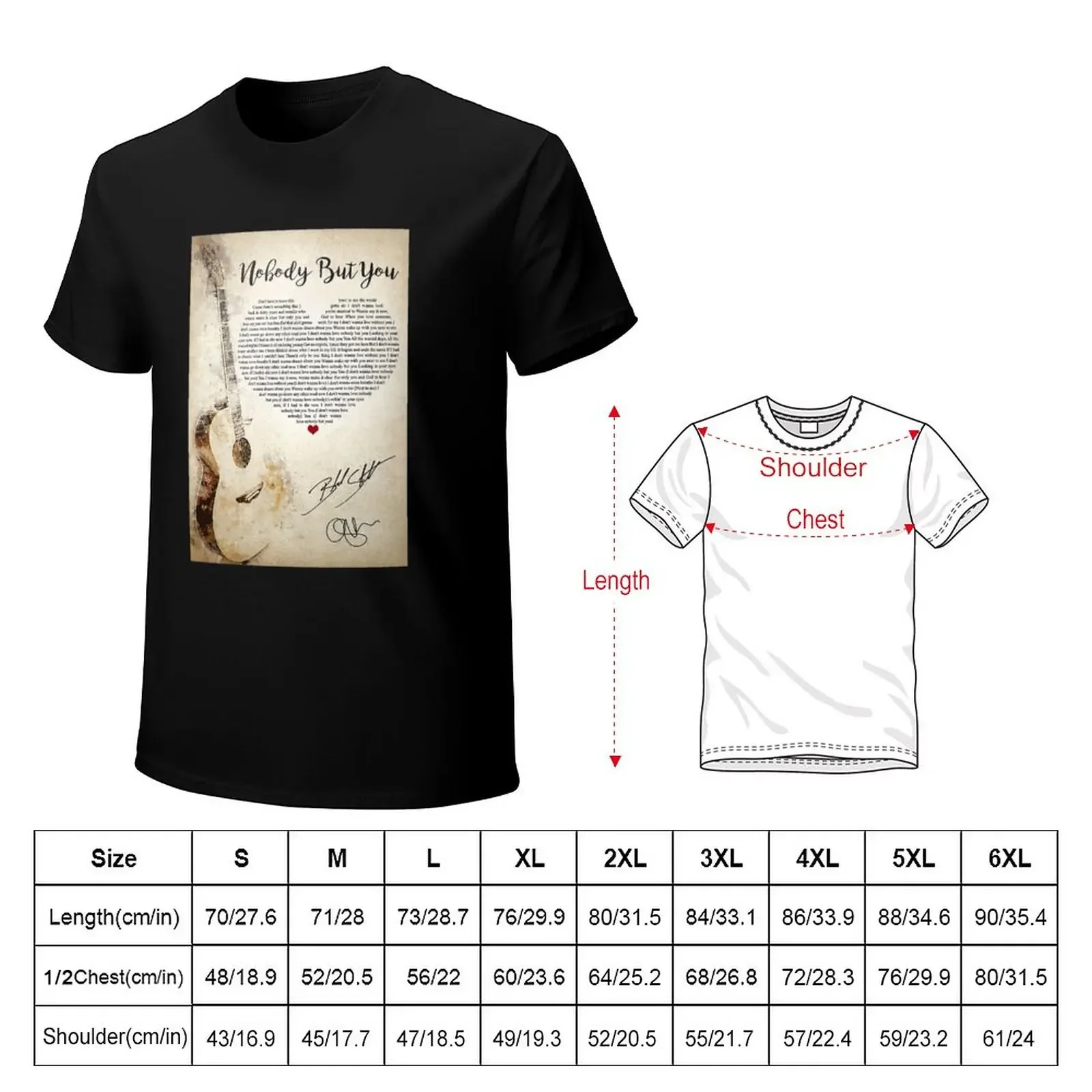 Nobody But You Lyrics Blake Shelton Signature Poster T-Shirt customs graphics Short sleeve tee men