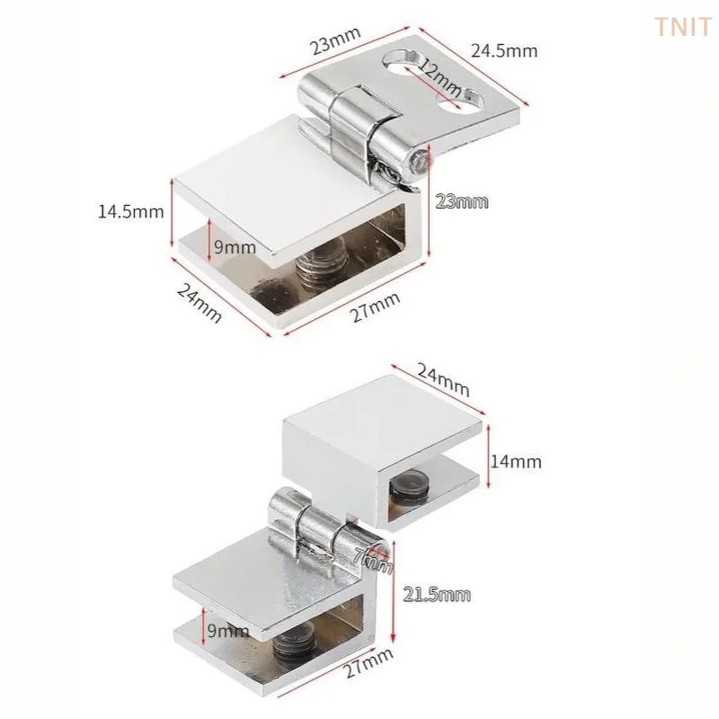 [J] Zinc Alloy Glass Door Hinge No Drilling Required Sturdy Structure Perfect For Cabinet Showcase Wine Rack Glass Doors