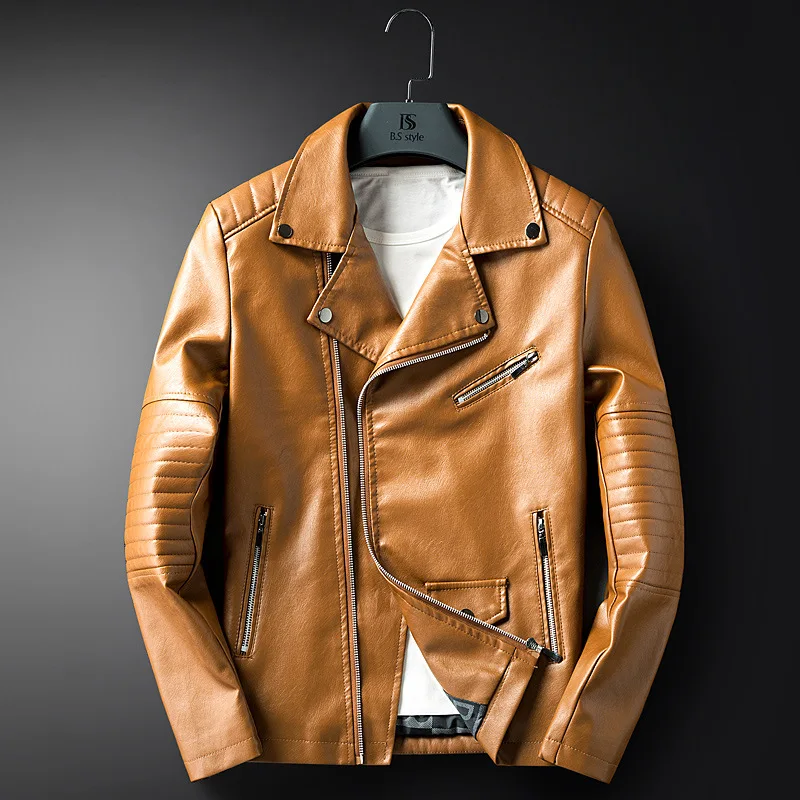 

Новая кожаная куртка в корейском стиле, брендовое мужское байкерское пальто, мужская модная классическая деловая ветровка, водонепроницаемая кожаная куртка