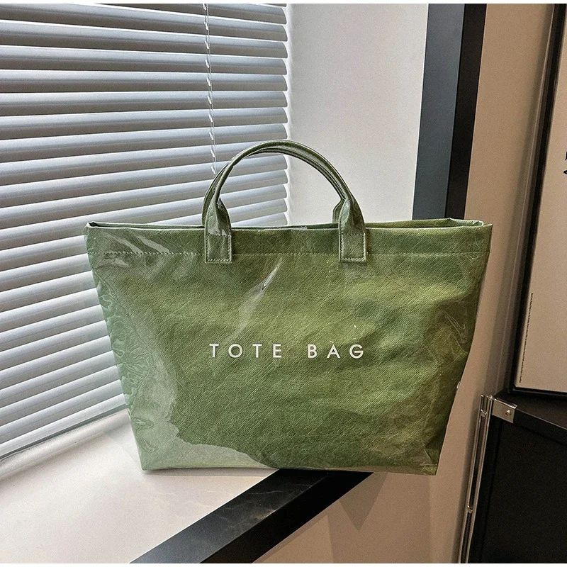 Dupont Letter Design PVC-Einkaufstasche, vielseitige bunte Handtasche, minimalistische, langlebige Einkaufstasche, große Kapazität, Reisetasche für Damen – Detail 12