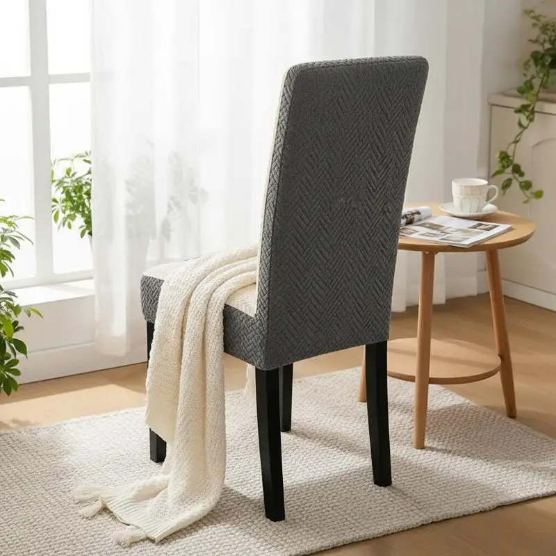 Elastic Jacquard Striped & Checkered Color-Block Chair Cover Dustproof Sleeves Suitable For Living Room And Bedroom Chair Decor