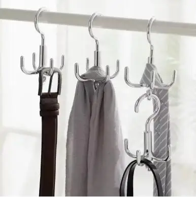 Multifunctional Punch Free 4-Claw Rotating Plastic Hook, Rotation Coat Hanger, Belt Organizer, Scarf Storage Rack