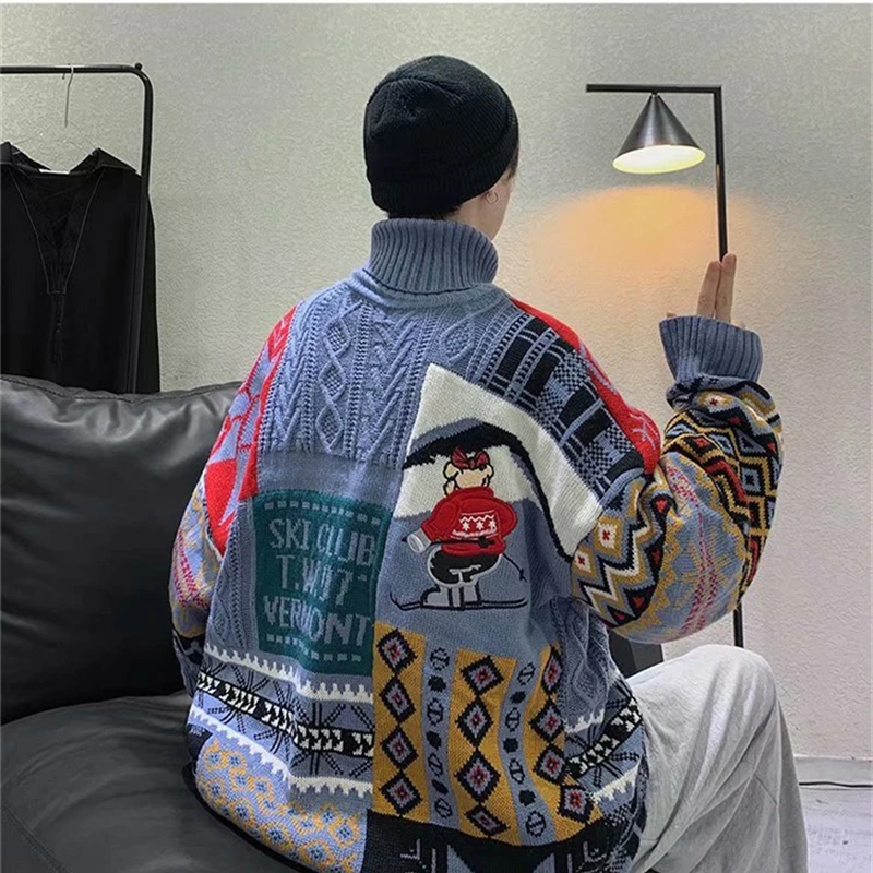 Ugly Christmas Sweater For Men Oversize Thick Winter Sweater Luxury Turtleneck Men Winter Fashion Clothes