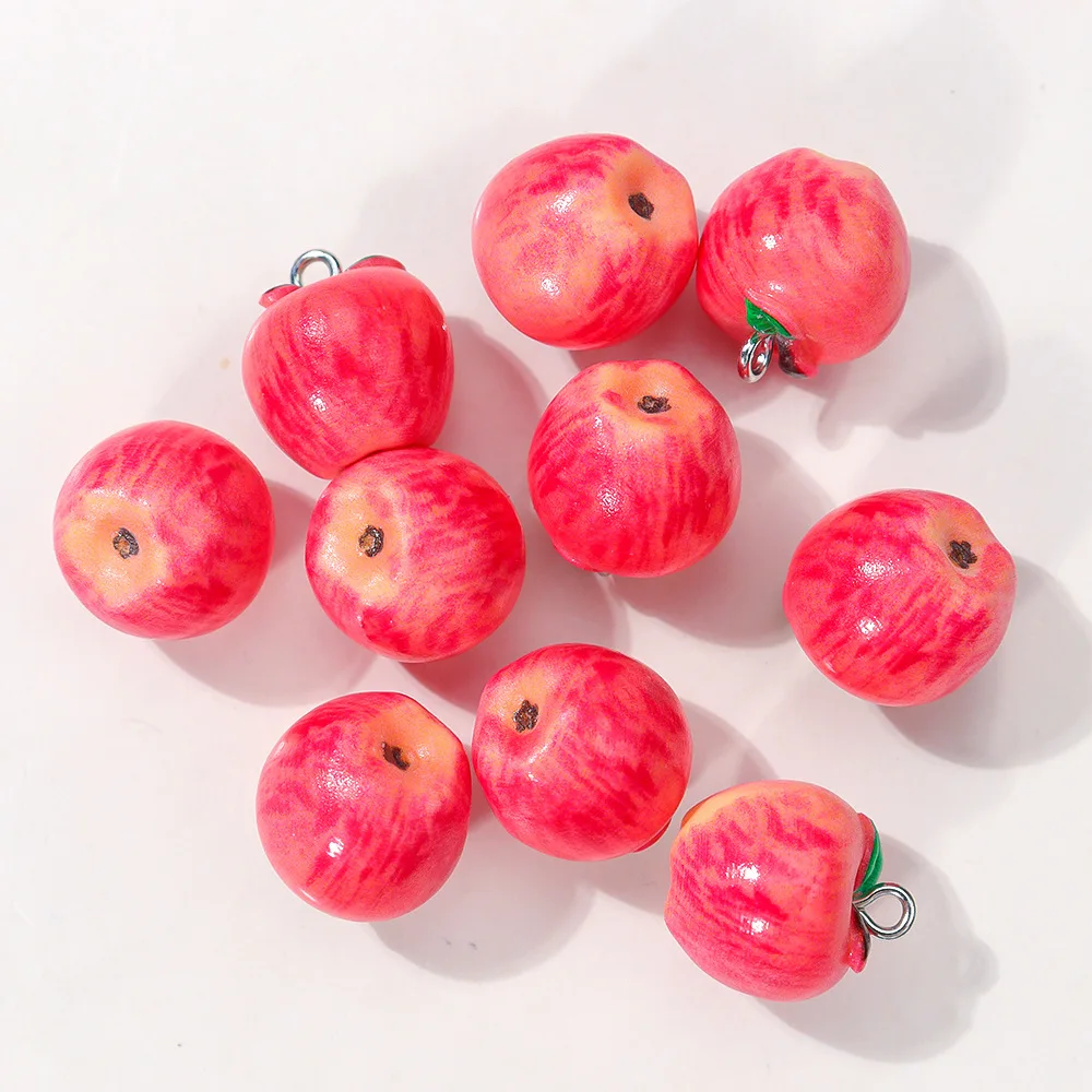 10 Stück Simulierte Apfel-Harz-Anhänger, dreidimensionale Fruchtanhänger für DIY-Ohrringe, Halsketten, Schmuck und Schlüsselanhänger-Zubehör – Detail 2