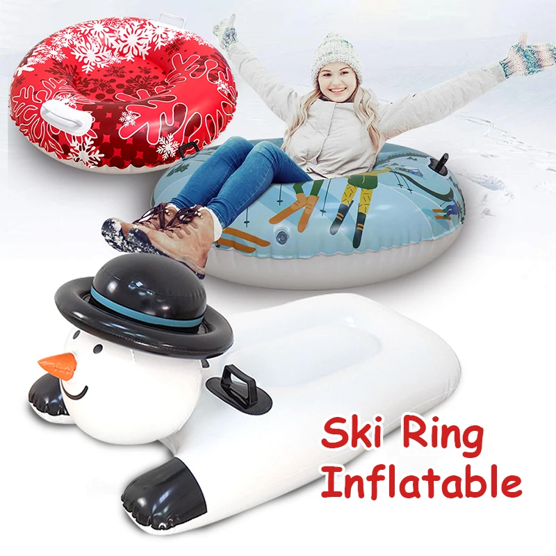 

1Pc Inflatable Ski Ring Thicken Pvc Winter Snow Tube with Handle Durable Snow Sled Board Adult Children's Outdoor Skiing Ring