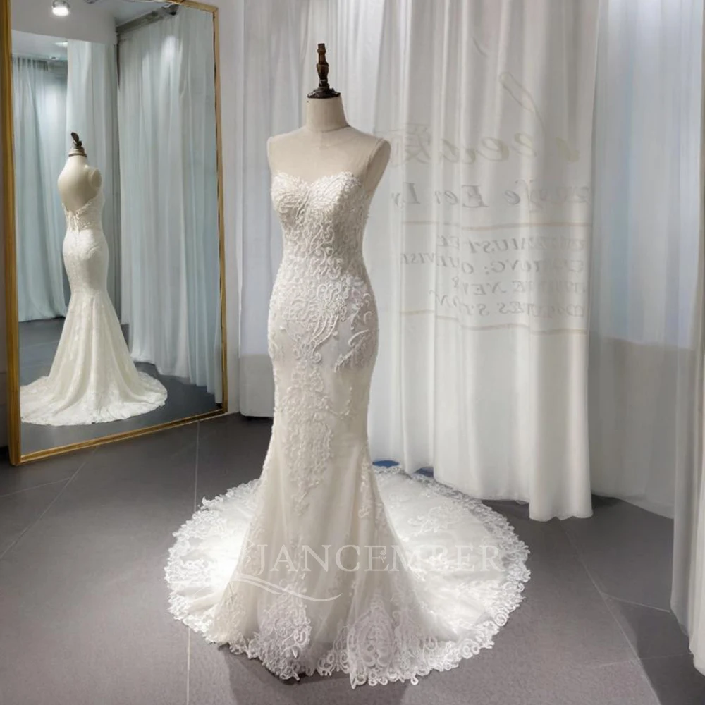 

Bohemia Wedding Dresses Vintage Bridal Gowns Lace Strapless Sleeveless Floor Length Robes For Formal PartyCustomized فساتي