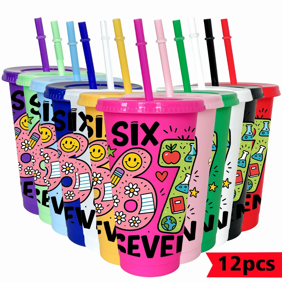 Lote de 12 Vasos de Plástico Coloridos de 26 oz con Diseño de Flores de Manzana Serie 67, para Fiestas de Cumpleaños, Reuniones, Vasos para Agua