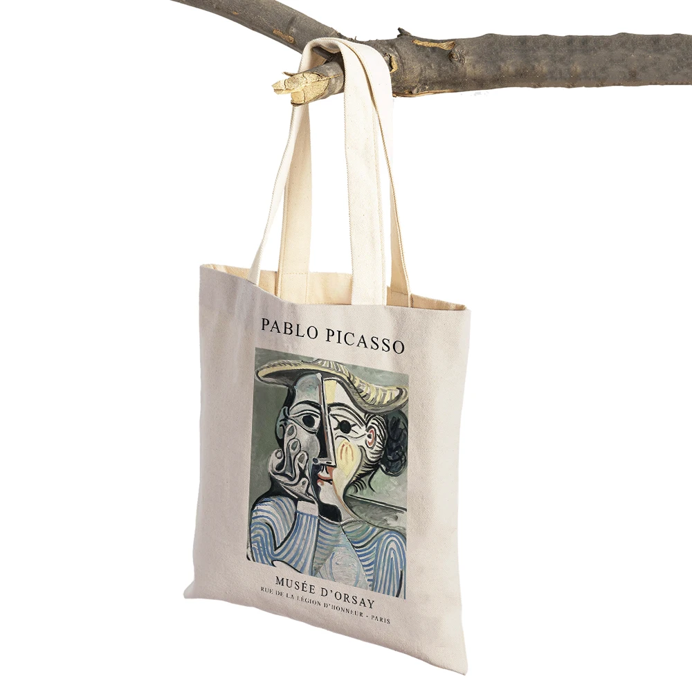 Abstract Picasso William Morris Matisse Nordic Shopper Bag Double Print Lady Tote Handbag Casual Canvas Women Shopping Bags