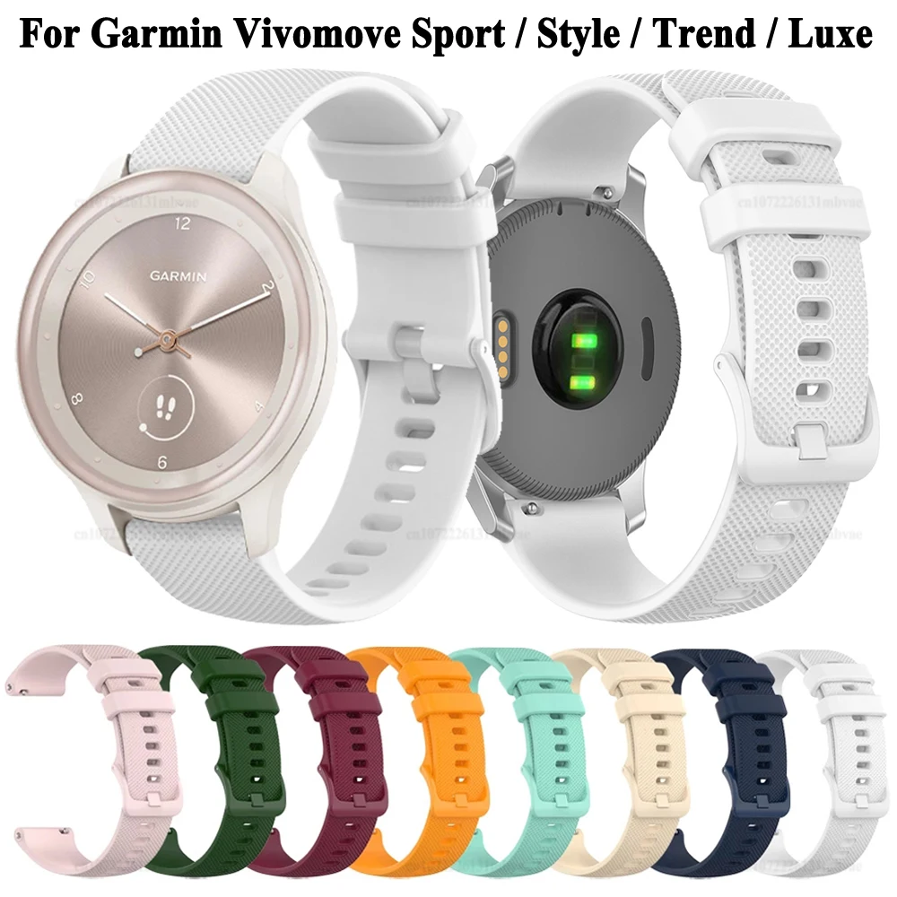 20mm Silicone Watchband For Garmin Vivomove Sport Trend Style Luxe HR Wristband Bracelet Watch Strap For Garmin Vivomove Series