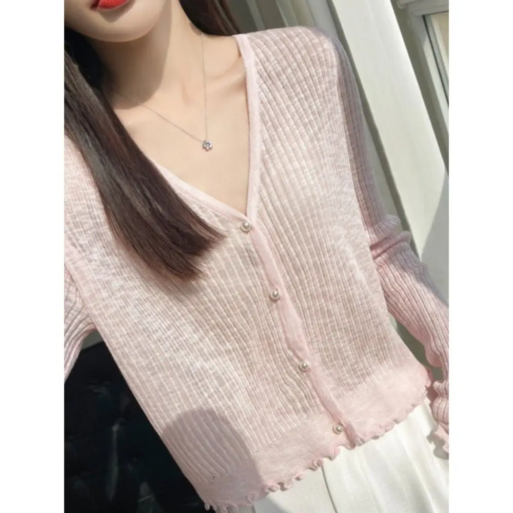 

Summer Ice Silk Long Sleeves Coat Breathable Cool Air-Conditioning Shirt Beach Women's Cardigan for Women
