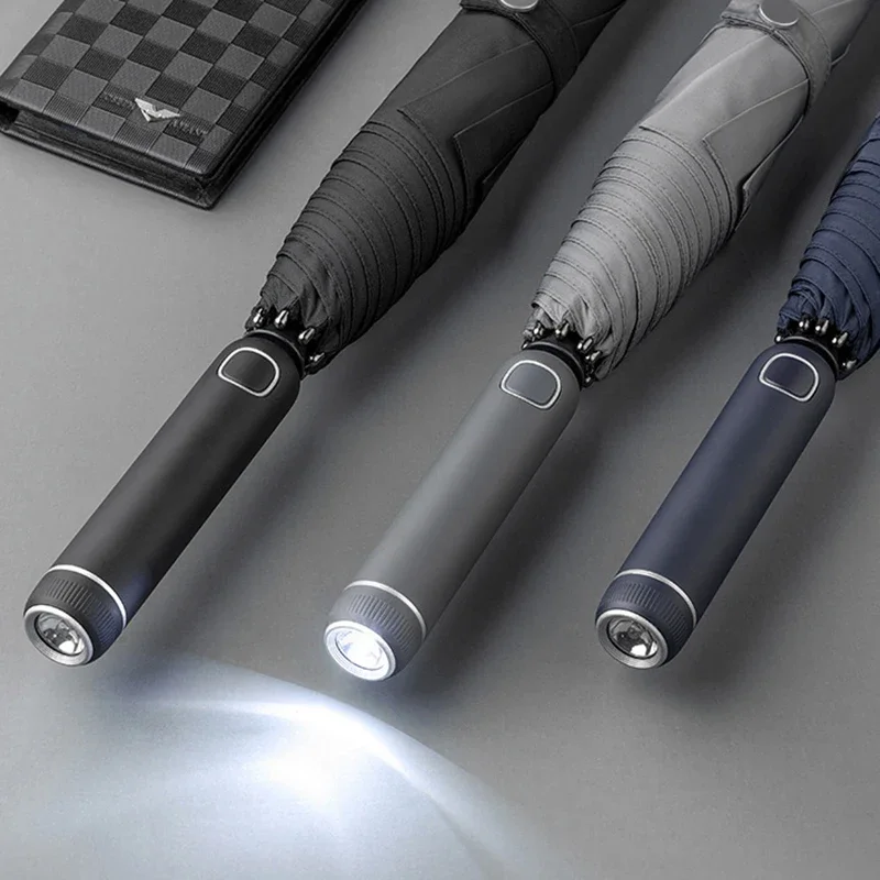 

LED Light Long Umbrella for Men Business Style Golf Luxury Umbrellas Rain Outdoor Flashlight Big Umbrella Windproof Strong 8K