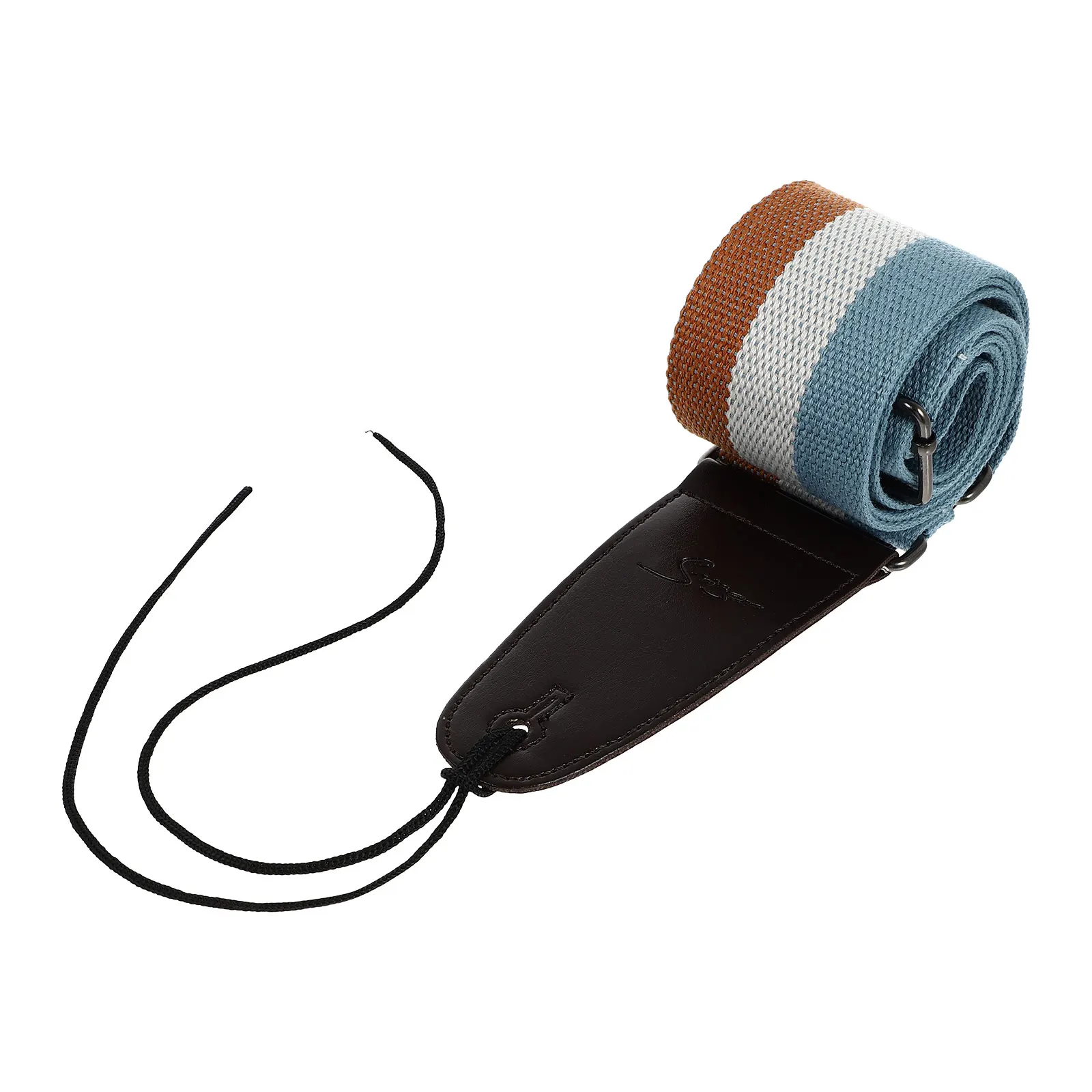 

Guitar Strap Sturdy PU Cotton Adjustable Instrument Lanyard Practical Striped Durable
