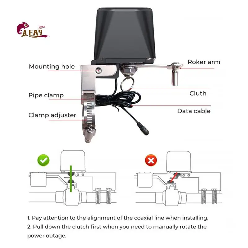 

AEA9-Wifi Robot Waterproof Valve Tuya Smart Remote Control APP Remote Control Water Pipe Gas Wireless Valve Switch US Plug