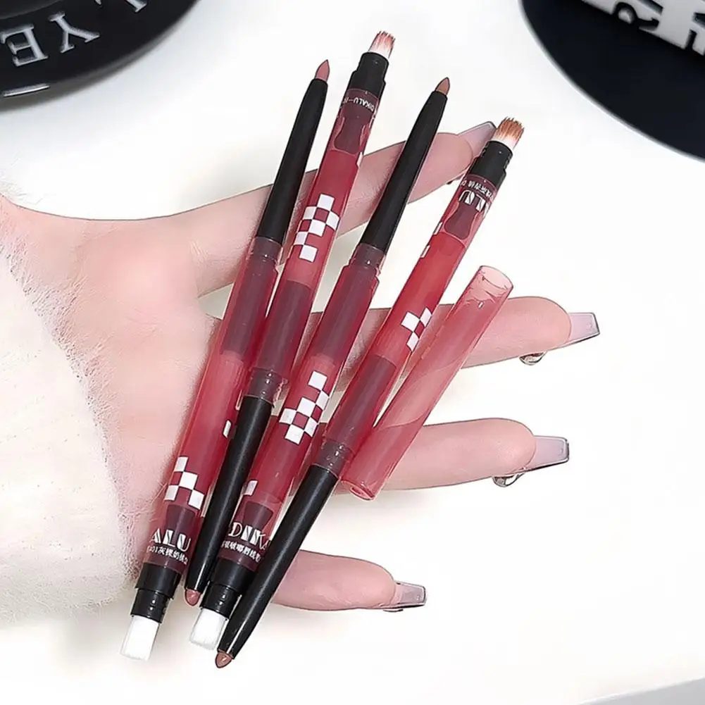 3 في 1 رسم الشفاه بطانة مقاوم للماء طويلة الأمد غير يتلاشى قلم أحمر الشفاه ماتي عارية اللون الشفاه طبطب قلم الشفاه مستحضرات التجميل