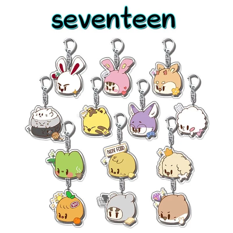 Cartoon Boys Idol Group Acrylic Keyring Album Miniteens Cute Cartoon Acrylic Animal wonwoo  Keychains Wholesale