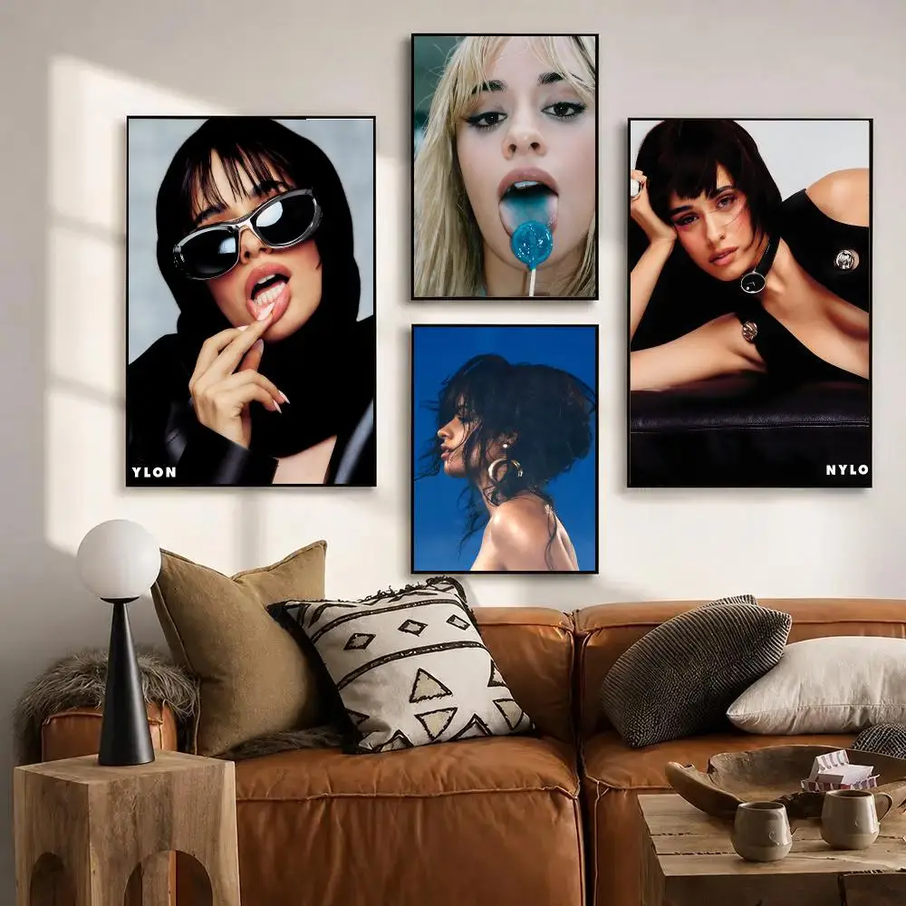 Music Camila Cabello Poster Self Adhesive Sticker Home Living Room Bedroom Entrance Bar Cafe Art Painting Decoration
