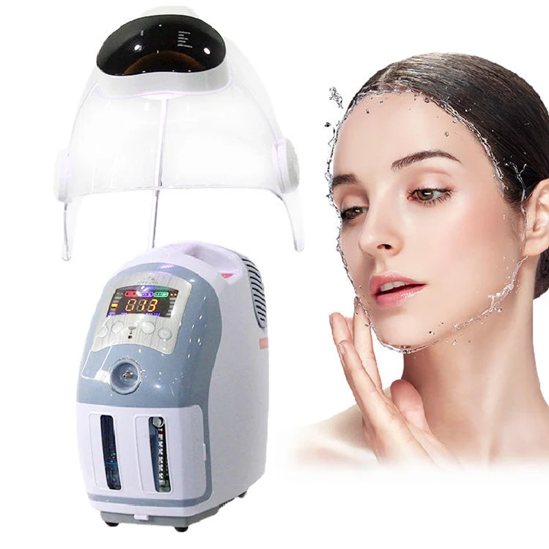 Oxygen Facial Mask Dome Hyperbaric Spray Oxygen Jet Beauty 7 Color Skin Care Peeling Acne Treatment Wrinkle Removal Machine