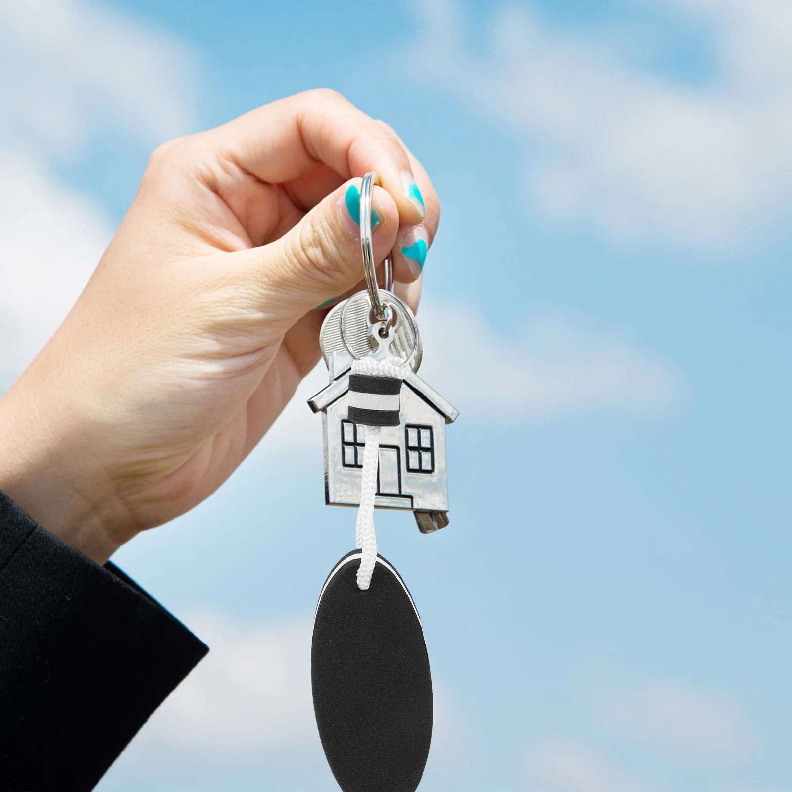 

2Pcs Eva Key Ring Floating Waterproof Keychain for Kayaking Swimming Boating Outdoor Sports Marine Activities Black