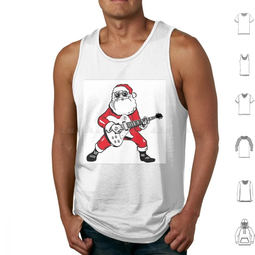 

Merry Christmas Santa Claus Hand Rock Tank Tops Vest Sleeveless Christmas Will Byers Mike Eleven Lucas Dustin Acrobat And The