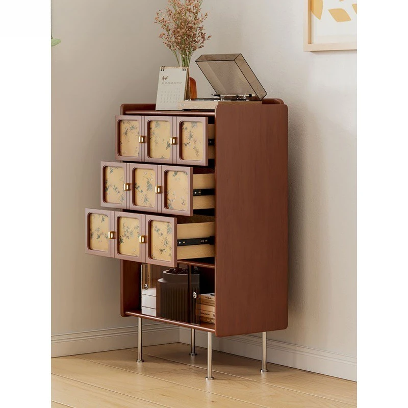 バケットキャビネット無垢材レトロリビングルームダイニングサイドキャビネットキッチンロッカー中世風ロッカーウォールキャビネット