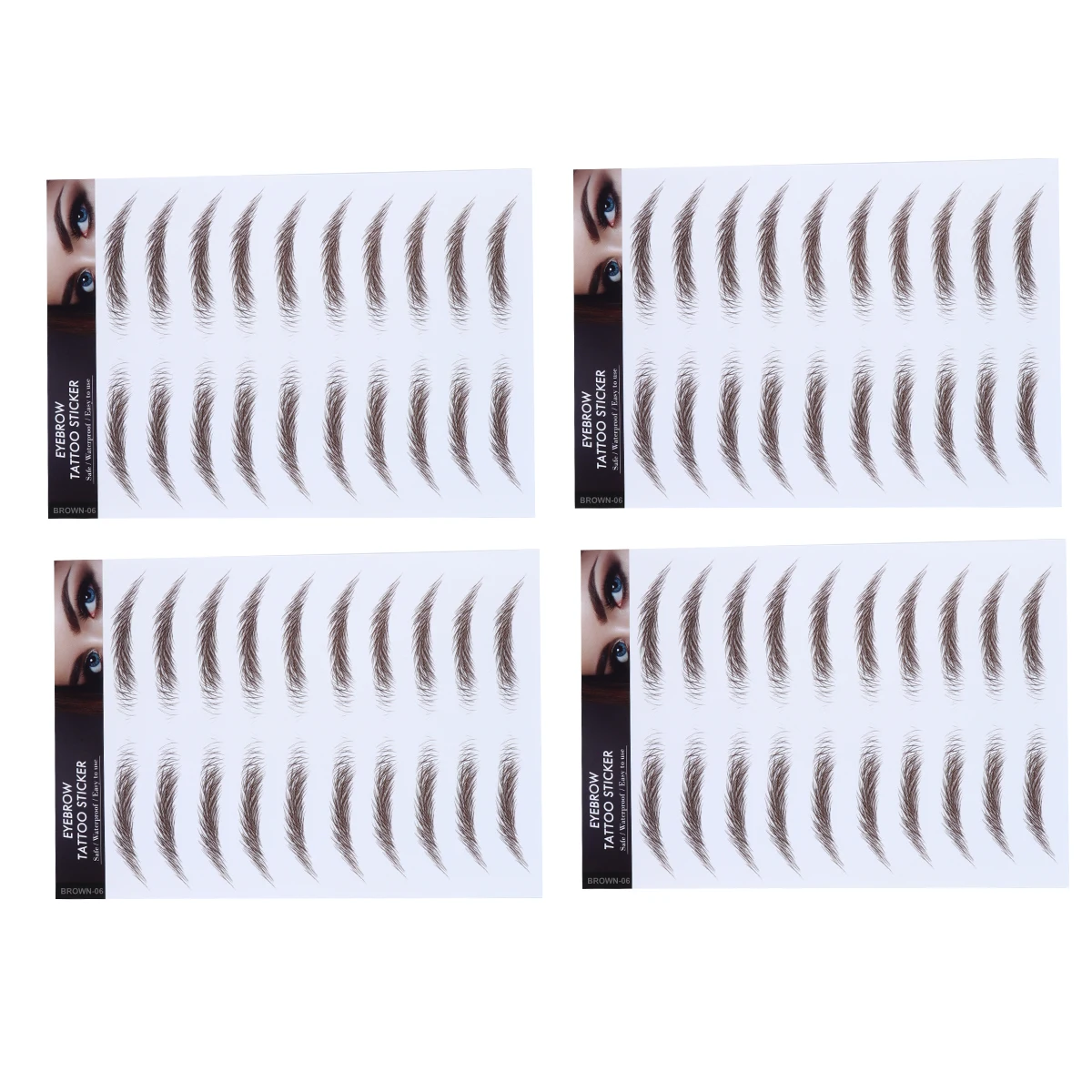 

4Pcs 6D Hair-Like Eyebrow Stickers Waterproof False Eyebrow Tattoos Reusable Water Transfer Brow Stickers Natural Look for