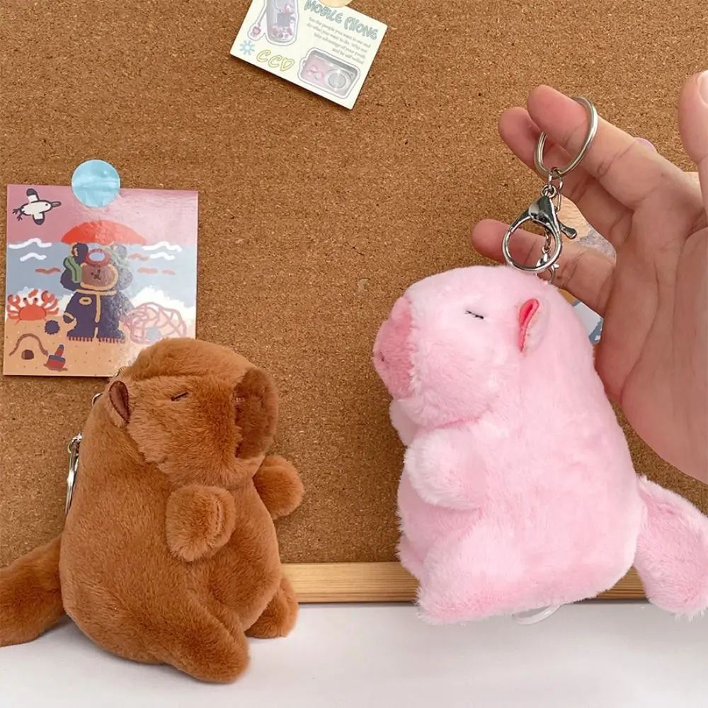 Soft Stuffed Tail Wagging Capybara Keyring Cute Kawaii Plush Capybara Keychain Lovely Cartoon Capybara Doll Pendant Bag Pendant