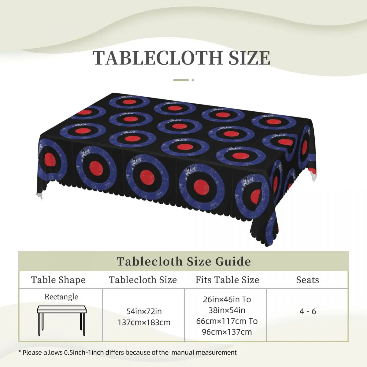 RAF Type D Roundel-Mod Target Custom Rectangular Tablecloth Oilproof Table Cover for Dining Events Table Cloth