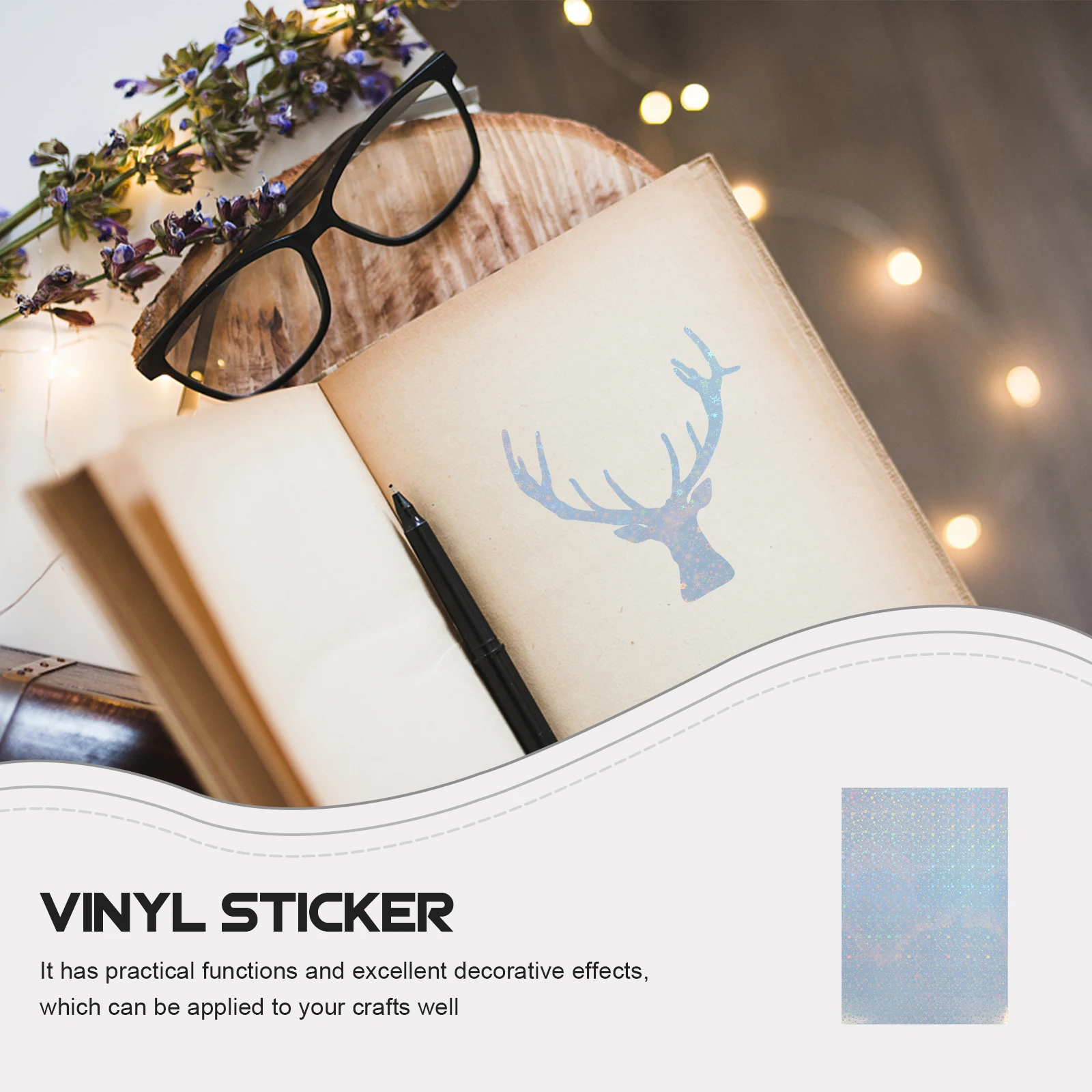 

20 Sheets Vinyl Stickers Holographic Paper Water-proof Decals Craft Adhesive Applique Self Aluminum Coating Glitter Printable