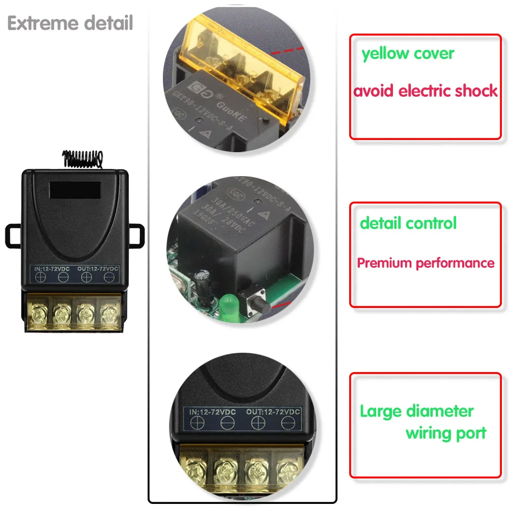 Uniwersalny pilot 433mhz przełącznik bezprzewodowy Rf DC 12V 24V 72V 30A przekaźnik i On Off nadajnik, dla LED pompa bojler