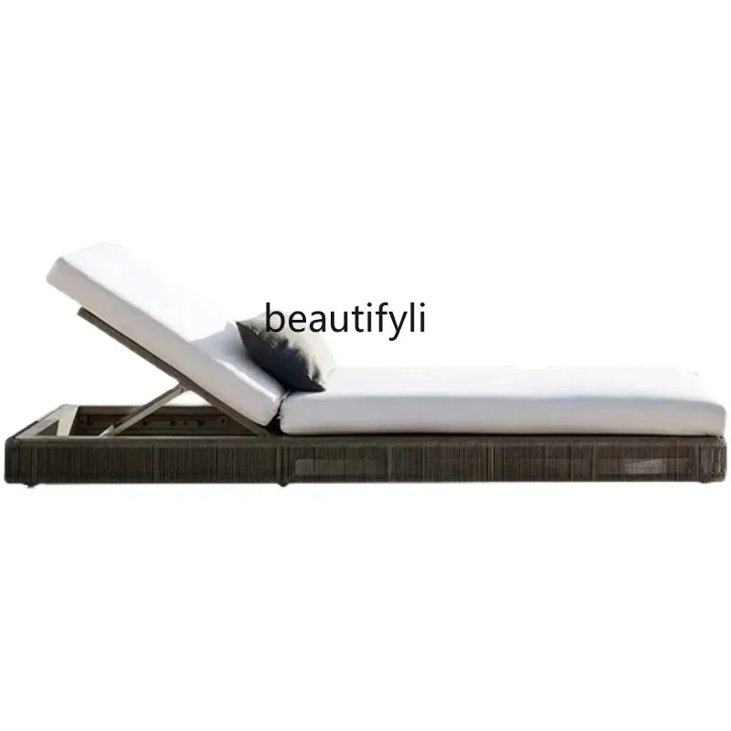 Sun Lounger Villa Courtyard Lunch Break Lying Bed Outdoor Swimming Pool Leisure Rattan Beach Chair Waterproof and Sun Protection