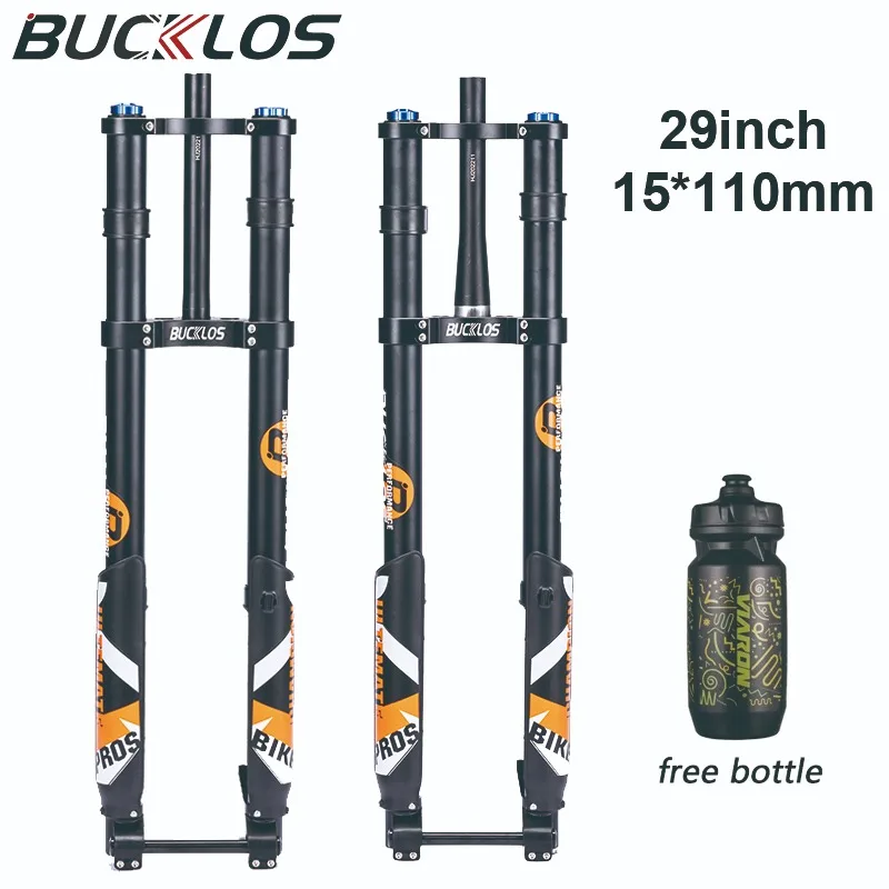 BUCKLOS  Downhill MTB Air Suspension Bike Fork Bicycal Inverted Air Fork 15*110mm 29Inch Thru Axle Forks Bike Part