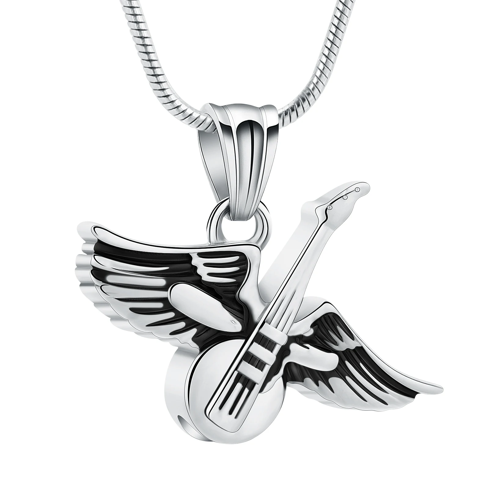 

Cremation Jewelry for Ashes Pendant - Winged Guitar Urn Necklace for Human/Pet Memorial Gift for Guitarist or Music Lover